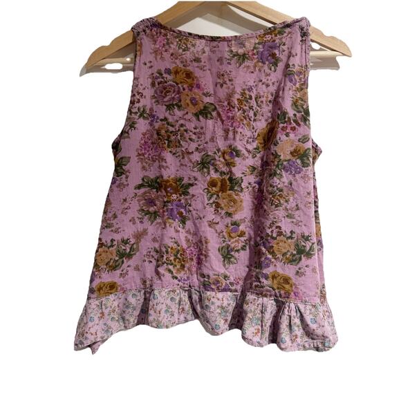 Nicolette Women Medium Purple Cropped Tank Top Blouse Flowy Ruffled Lace Floral - Picture 3 of 4